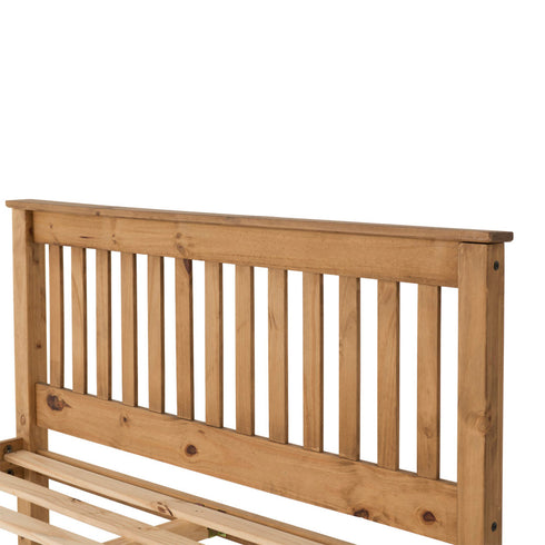 Monaco 4FT6 Bed High Foot End - Distressed Waxed Pine